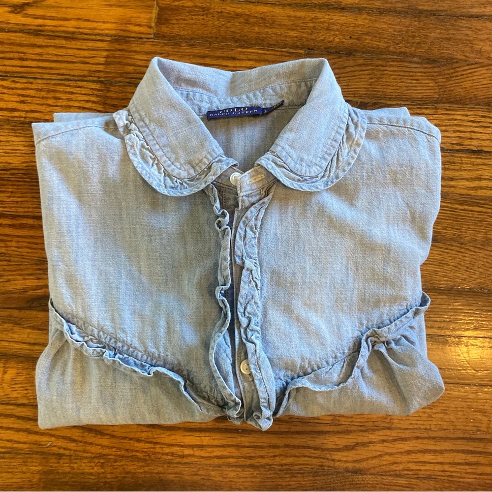 Women’s Polo Ralph Lauren Ruffled Chambray shirt. - Picture 4 of 9